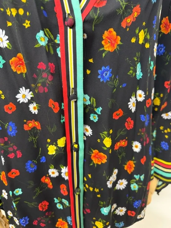 Alice + Olivia Randa Floral Print Bell Sleeve Botanical Ditsy Floral Size Medium - Picture 7 of 16